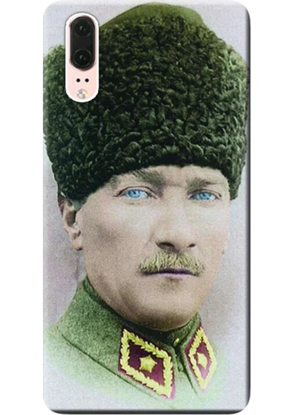 Huawei P20 Kılıf EML-L09 Desen Baskılı Silikon Kapak Mustafa Kemal Atatürk STK:392