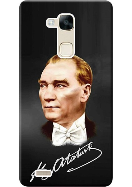 Huawei Mate 7 Kılıf Desen Baskılı Silikon Kapak Mustafa Kemal Atatürk STK:391