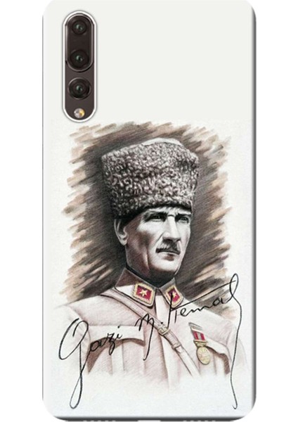 Huawei P20 Pro Kılıf CLT-L09 Desen Baskılı Silikon Kapak Atatürk STK:109