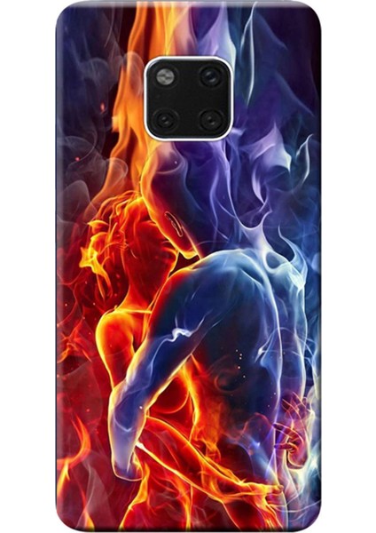 Huawei Mate 20 Pro Kılıf (LYA-L09) Desen Baskılı Silikon Kapak Alevli Aşk STK:150