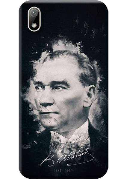 Huawei Y5 2019 Kılıf Desen Baskılı Silikon Kapak Mustafa Kemal Atatürk STK:388