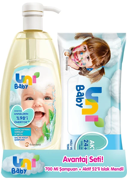 Uni Baby Şampuan 700 ml + 52'li Mendil Hediyeli