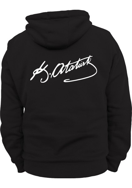 Atatürk Imza Baskılı 3 Ipl. Şardonlu %100 Pamuk, Içi Polar, Çok Kalın Sweatshirt