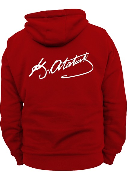 Atatürk Imza Baskılı 3 Ipl. Şardonlu %100 Pamuk, Içi Polar, Çok Kalın Sweatshirt