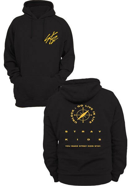 Stray Kids Baskılı 3 Ipl. Şardonlu %100 Pamuk, Içi Polar, Çok Kalın Sweatshirt