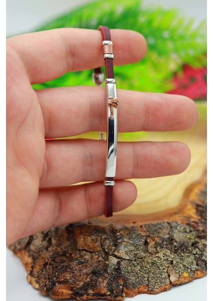 Balta Model Vişne Rengi Deri Kordonlu Unisex Gümüş Bileklik 201020470 fiyatları