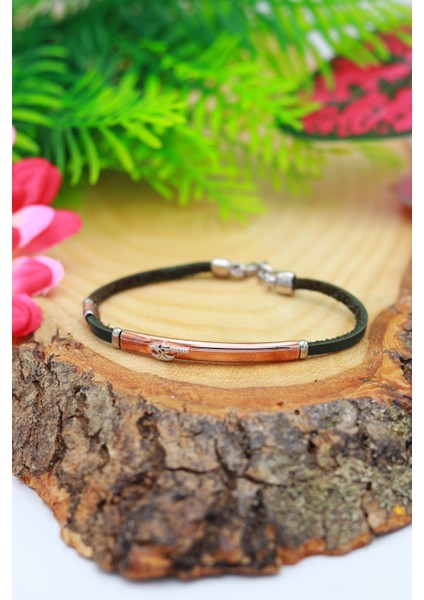 Balta Model Yeşil Deri Kordonlu Unisex Gümüş Bileklik 201020464