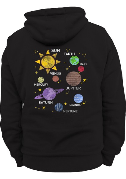 Güneş Sistemi Baskılı 3 Ipl. Şardonlu %100 Pamuk, Içi Polar, Çok Kalın Sweatshirt