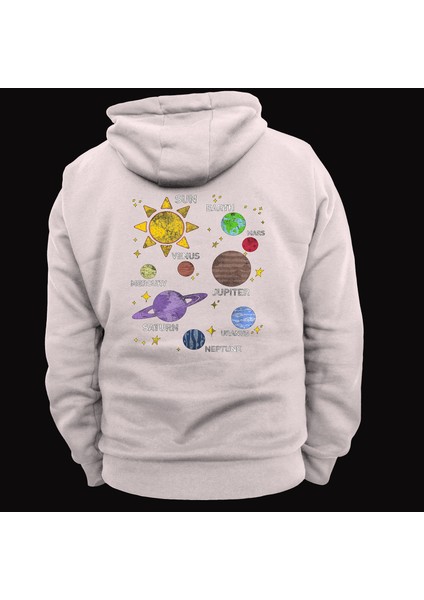 Güneş Sistemi Baskılı 3 Ipl. Şardonlu %100 Pamuk, Içi Polar, Çok Kalın Sweatshirt