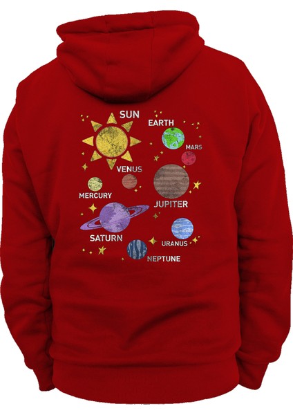 Güneş Sistemi Baskılı 3 Ipl. Şardonlu %100 Pamuk, Içi Polar, Çok Kalın Sweatshirt