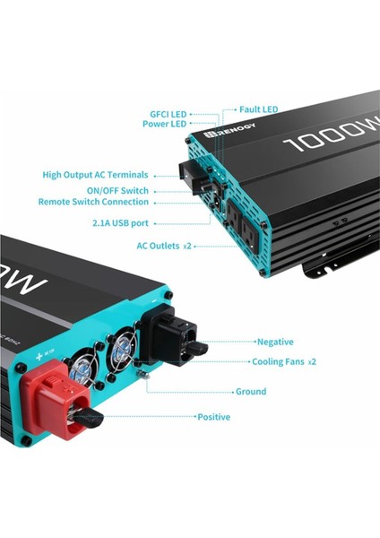 1000W Tam Sinüs 12V Invertör - Inverter