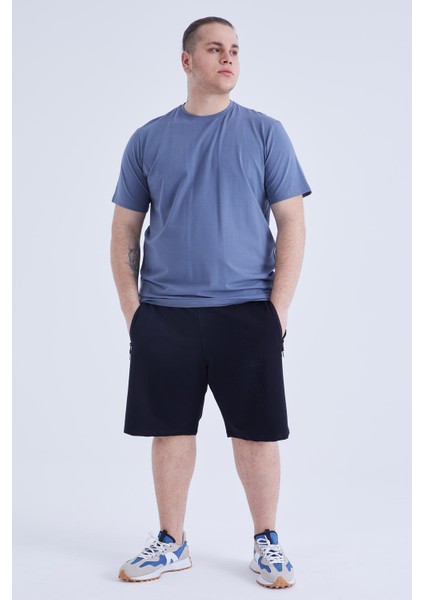 Petrol Basic Kısa Kol O Yaka Büyük Beden Erkek T-Shirt - 88072 fiyatları
