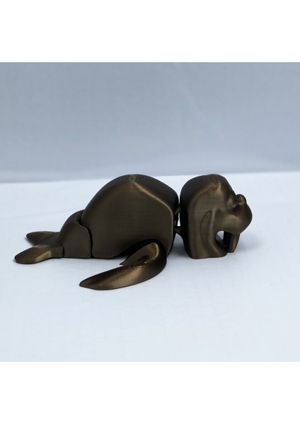 3D Hareketli Deniz Aygırı / Mors Figürlü Oyuncak - Altın Kahve