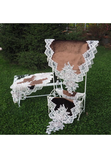 Beste Aplikeli Güpürlü Kadife Kahve Salon Takımı 5 Parça - 476 fiyatları