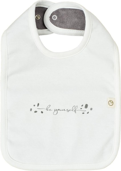 Organik Pamuk Sıvı Geçirmez Mama Önlüğü Beyaz Be Yourself