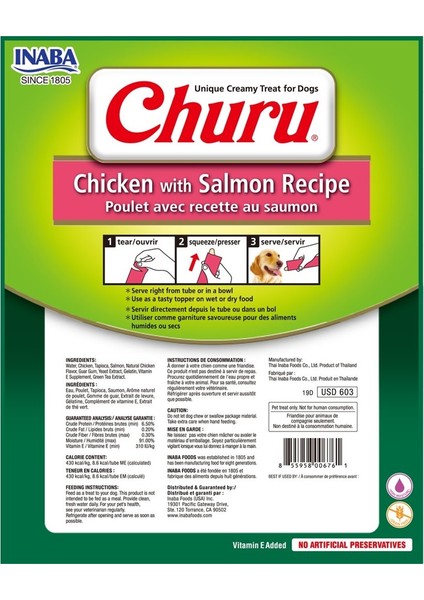 Ciao Churu Somonlu ve Tavuklu Tamamlayacı Köpek Ödül Maması 8 x 20 gr