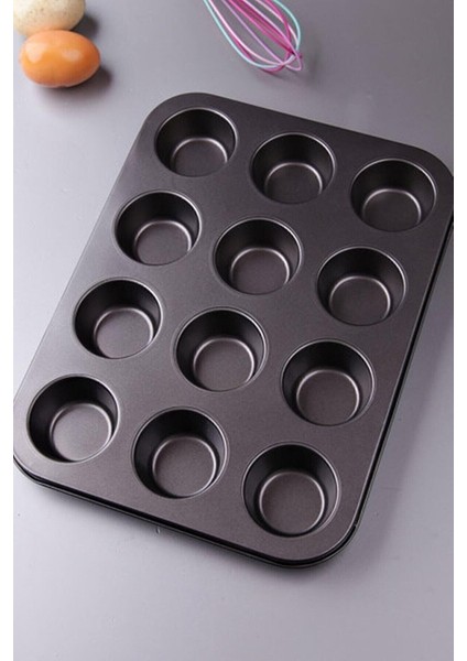 12 Bölmeli Yanmaz ve Yapışmaz Kek Kapsülü Yapışmaz Mini Tart Kek Kapsülü Muffin Ekler Kalıbı 35-27 cm modelleri