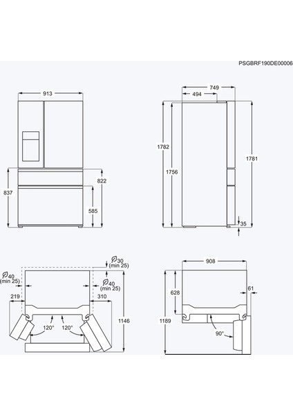 LLI9VF54X0 4 Kapılı Gardrop Tipi Buzdolabı