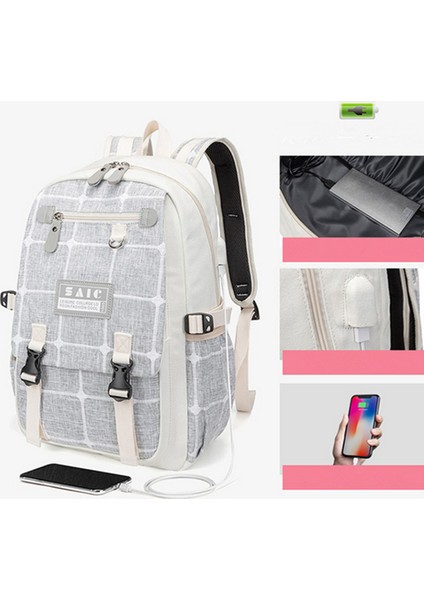 USB Soket Tasarımlı Okul Sırt Çantası - Pembe (Yurt Dışından) fiyatları