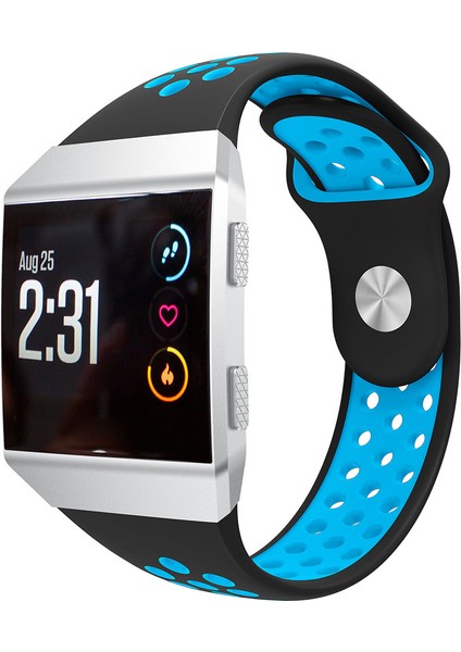 Fitbit Ionic Için Silikon Kayış - Siyah - Mavi (Yurt Dışından)