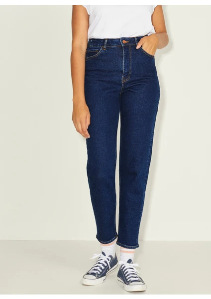 Jxlisbon Mom Hw Cc4001 Noos Mom Fit Düz Koyu Mavi Kadın Denim Pantolon