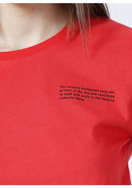 Bisiklet Yaka Regular Fit Kırmızı Kadın T-Shirt - K-Metis-Y modelleri