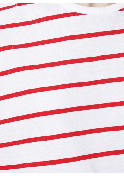 Bisiklet Yaka Basic Kırmızı - Beyaz Kadın T-Shirt - K-MELISSA modelleri