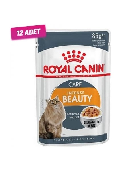 12 Adet - Royal Canin Intense Beauty Jelly Pouch Kedi Maması 85 gr