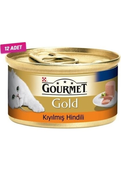 12 Adet - Gourmet Gold Kıyılmış Hindili Yetişkin Kedi Konservesi 85 gr