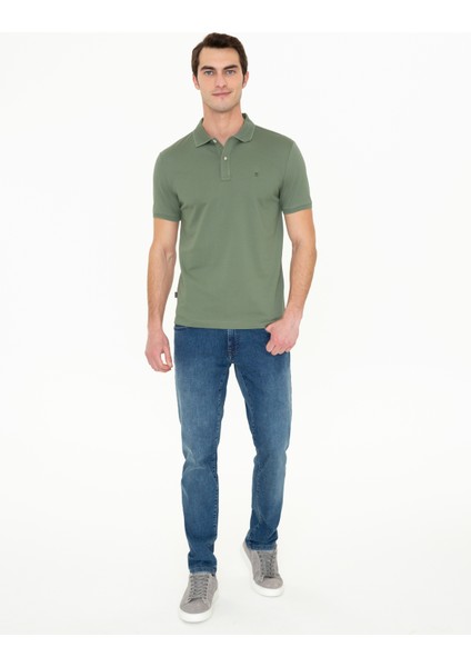 Pierre Cardin Erkek Haki Slim Fit Polo Yaka Merserize Tişört 50249879-VR027