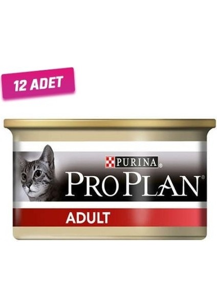 12 Adet - Pro Plan Adult Tavuk Etli Konserve 85 gr