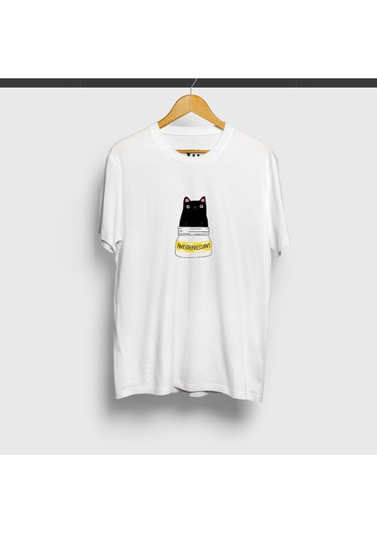 Antidepresan Kedi Özel Tasarım %100 Pamuklu T Shirt