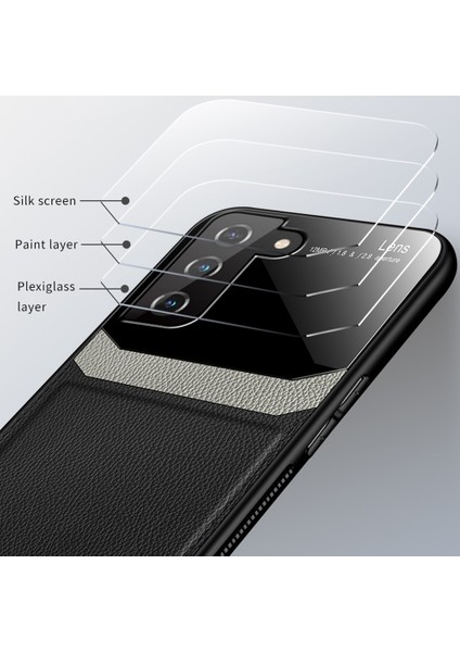 Samsung Galaxy S21 Fe 5g Için Ince Litchi Tpu Bumper Hibrit Cam Korumalı Kılıf Kapaklı (Yurt Dışından)