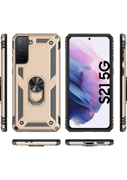 Samsung Galaxy S21 Fe 5g Için Çift Katmanlı Kılıfı Kapaklı Yüzüklü Arkası Standlı (Yurt Dışından)