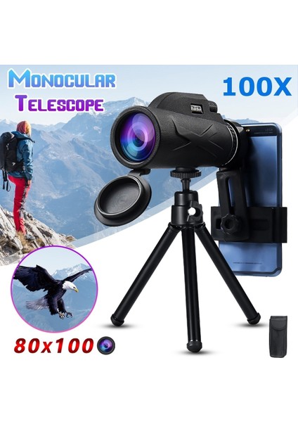 Outdoor Için 100X Tripodlu Su Geçirmez Teleskop - Siyah (Yurt Dışından)