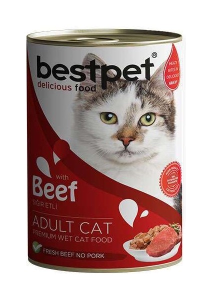 Bestpet Sığır Etli Konserve Yetişkin Kedi Maması 400 gr