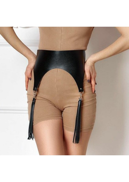 Body Ceket ve Elbise Üzeri Arkadan Ayarlanabilir Püsküllü Deri Korse Bel Kemer Siyah fiyatları