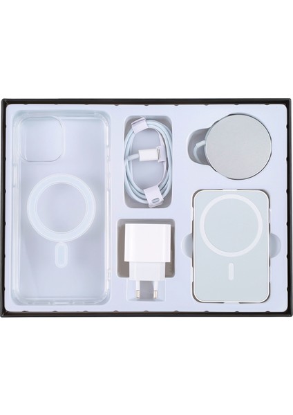 5 In 1 Şarj Dijital Hediye Kutusu iPhone Uyumlu 12 Siyah Için Ayarla