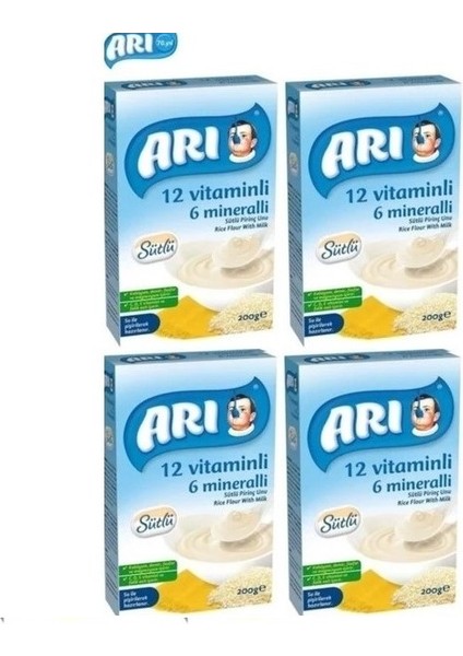 Arı mama 12 Vitaminli 6 Mineralli Sütlü Pirinçli 4 ADET*200GR