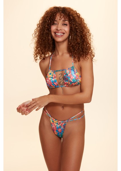 No Gossip Berta Bantlı String Bikini Tek Alt Gökkuşağı Desenli 229205