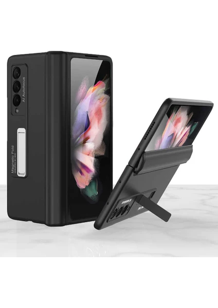 Galaxy Z Fold 3 Uyumlu Fuchsia M-Magnet Standlı Kılıf 360° Tam Koruma Parmak Izi ve Yağlanmayı Önler