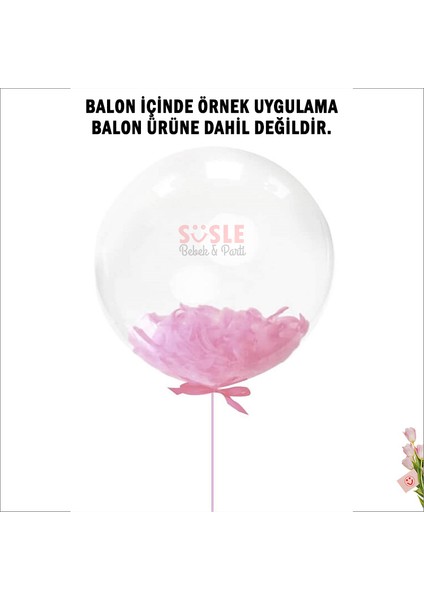 Şeffaf Balon İçi Kuş Tüyü, 100 Adet - Pembe fırsatları