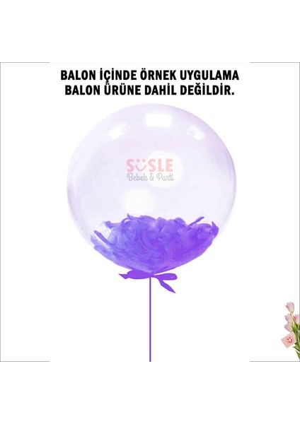 Şeffaf Balon İçi Kuş Tüyü, 100 Adet - Mor fırsatları