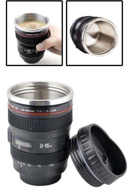 Objektif Görünümlü Lens Çelik Kupa Kahve + Çay Termosu fırsatları