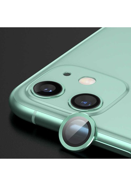 Apple iPhone 12 Kamera Lens Koruyucu Film Renkli Şık Görünüm Çizilmez Tam Koruma -Açık Yeşil