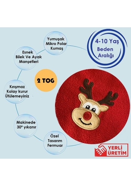 Nakışlı Uzun Kollu Oeko-Tex Mikro Polar Bebek Çocuk Uyku Tulumu Unisex Tog 2