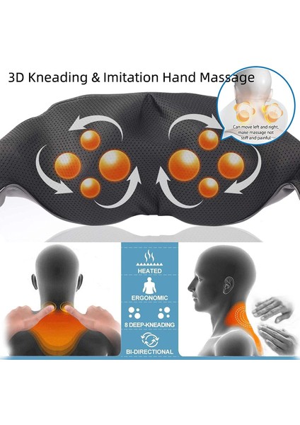 Shiatsu Isı Destekli Boyun Ve Sırt 3d Masaj Aleti