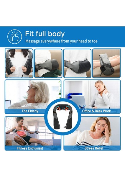 Shiatsu Isı Destekli Boyun Ve Sırt 3d Masaj Aleti