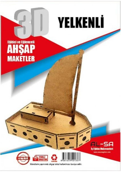 3D Ahşap Yelkenli Maketi