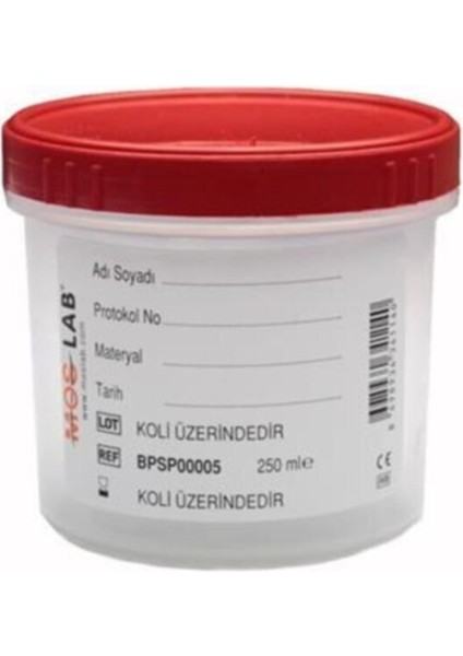 Patoloji Numune Saklama Spesmen Kabı 250 ml 25 Adet